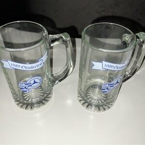 1989 Oktoberfest Porsche Mercedes Benz Clubs Glass Mugs Two